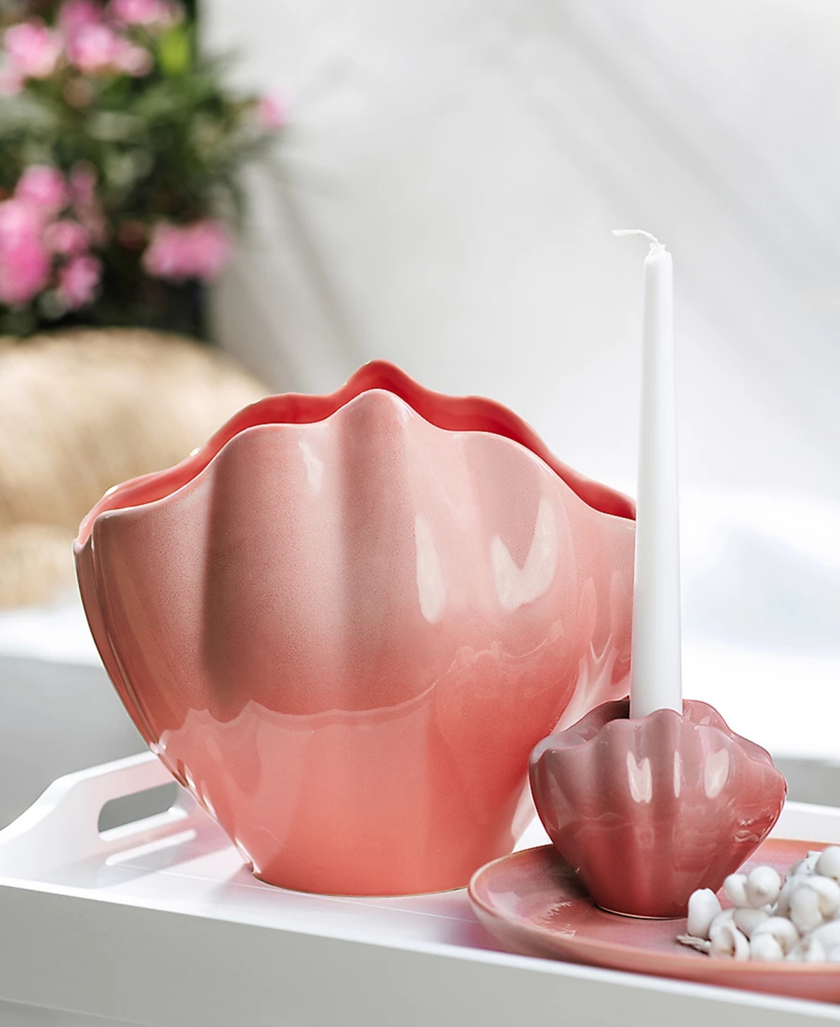Villeroy & Boch Perlemor Home Shell Hurricane Vase In Coral
