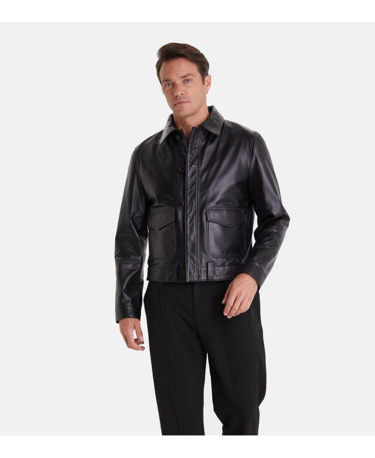 Men's Fashion Jacket, Nappa Black - Black