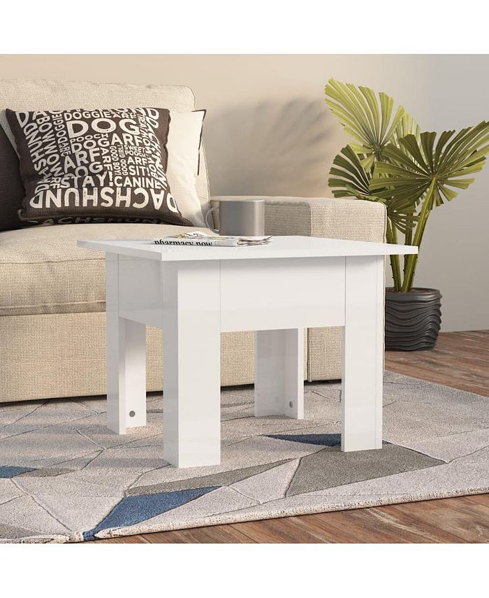 vidaXL Coffee Table High Gloss White 21.7"x21.7"x16.5" Engineered Wood Macy's