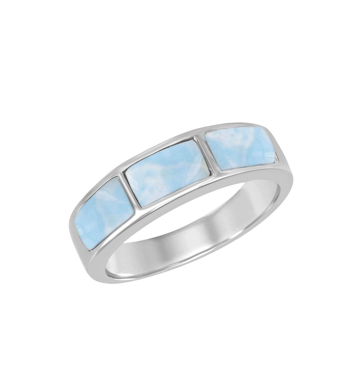 Sterling Silver Triple Larimar Ring - Blue