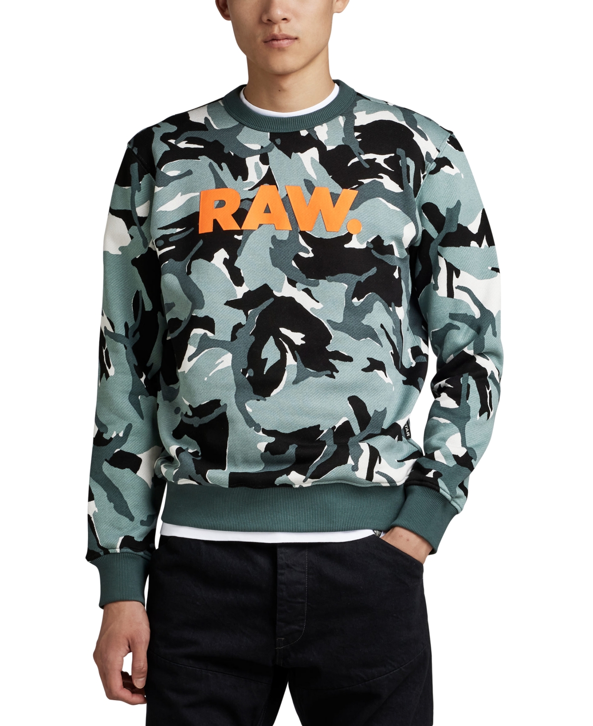 G-star Raw Men's Classic Fit Camo Print Crewneck Logo Sweatshirt In Multi