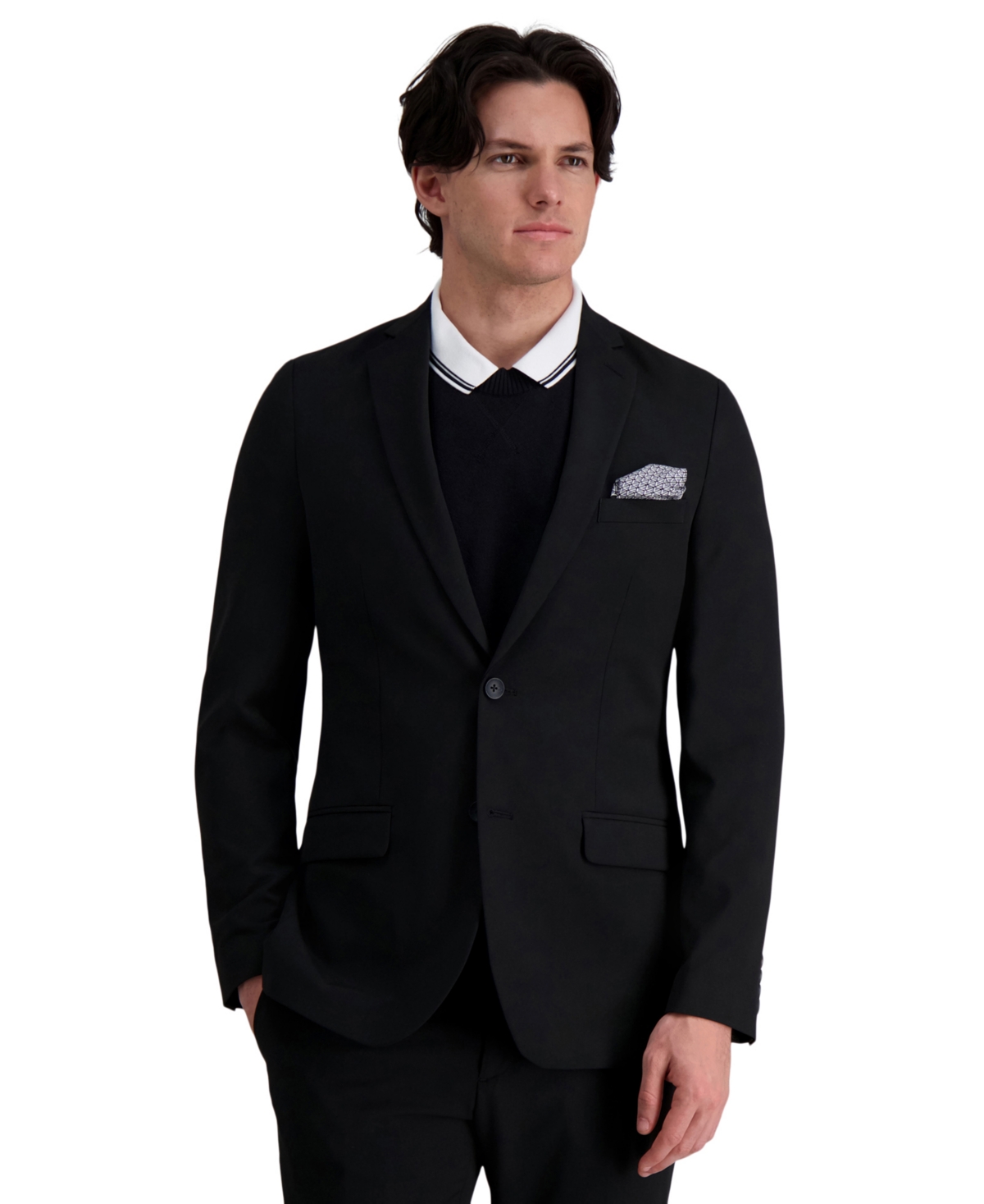 J.m. Haggar Men's 4-Way Stretch Plain Weave Ultra Slim Fit Suit Jacket - Black