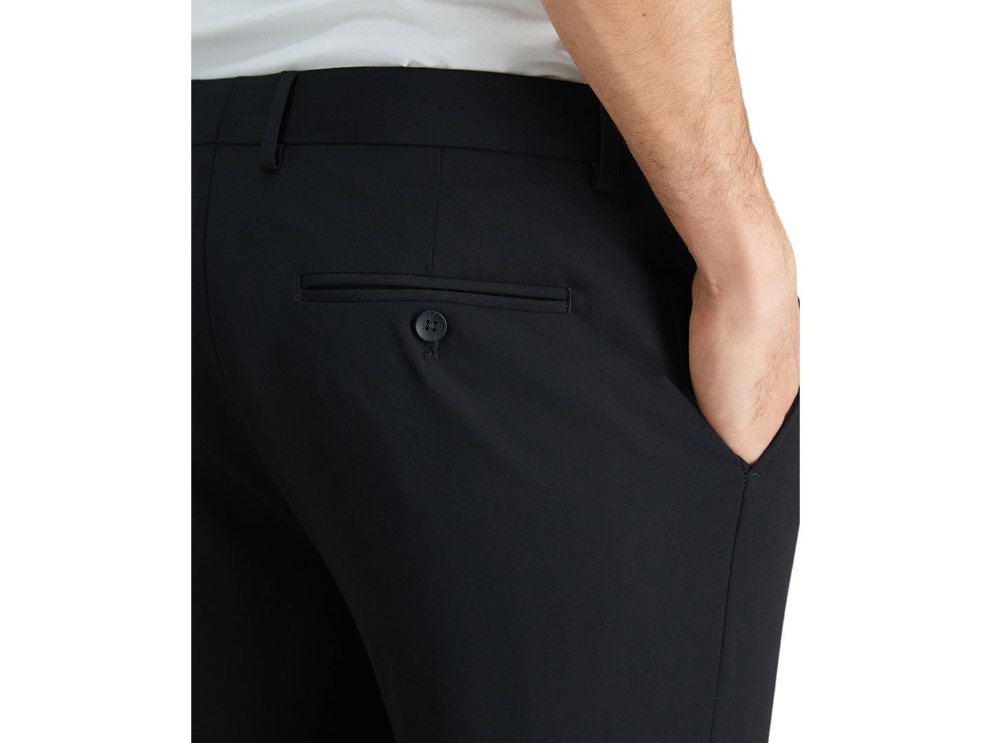 Мужские брюки Haggar JMH 4 Way Stretch Slim Fit Flat Front Suit Pant, цвет: Чёрный — фото 4