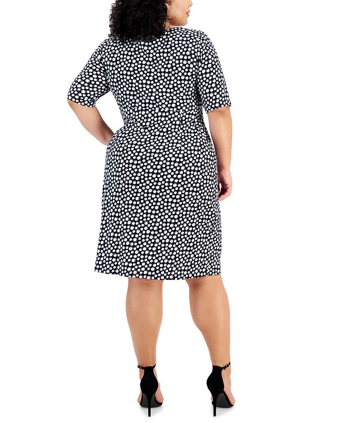 Connected Plus Size Elbow-Sleeve Gathered Jersey Sheath Dress - Macy's