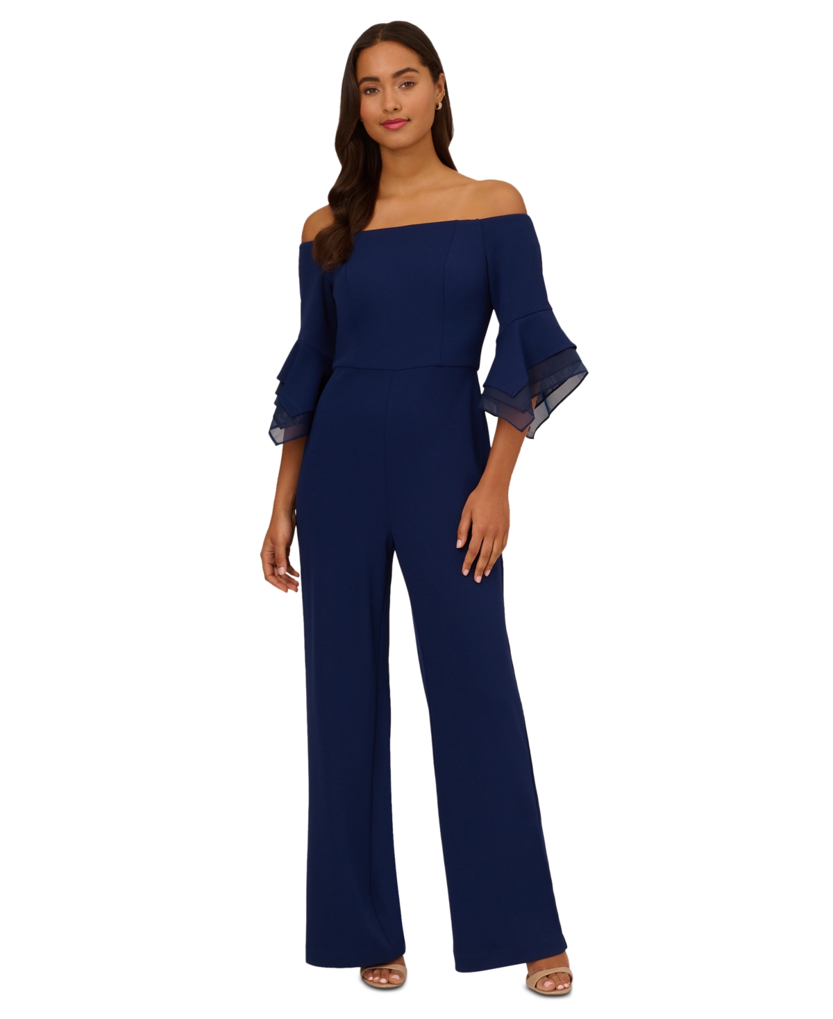 Women's Off-The-Shoulder Organza Crepe Jumpsuit - Midnight