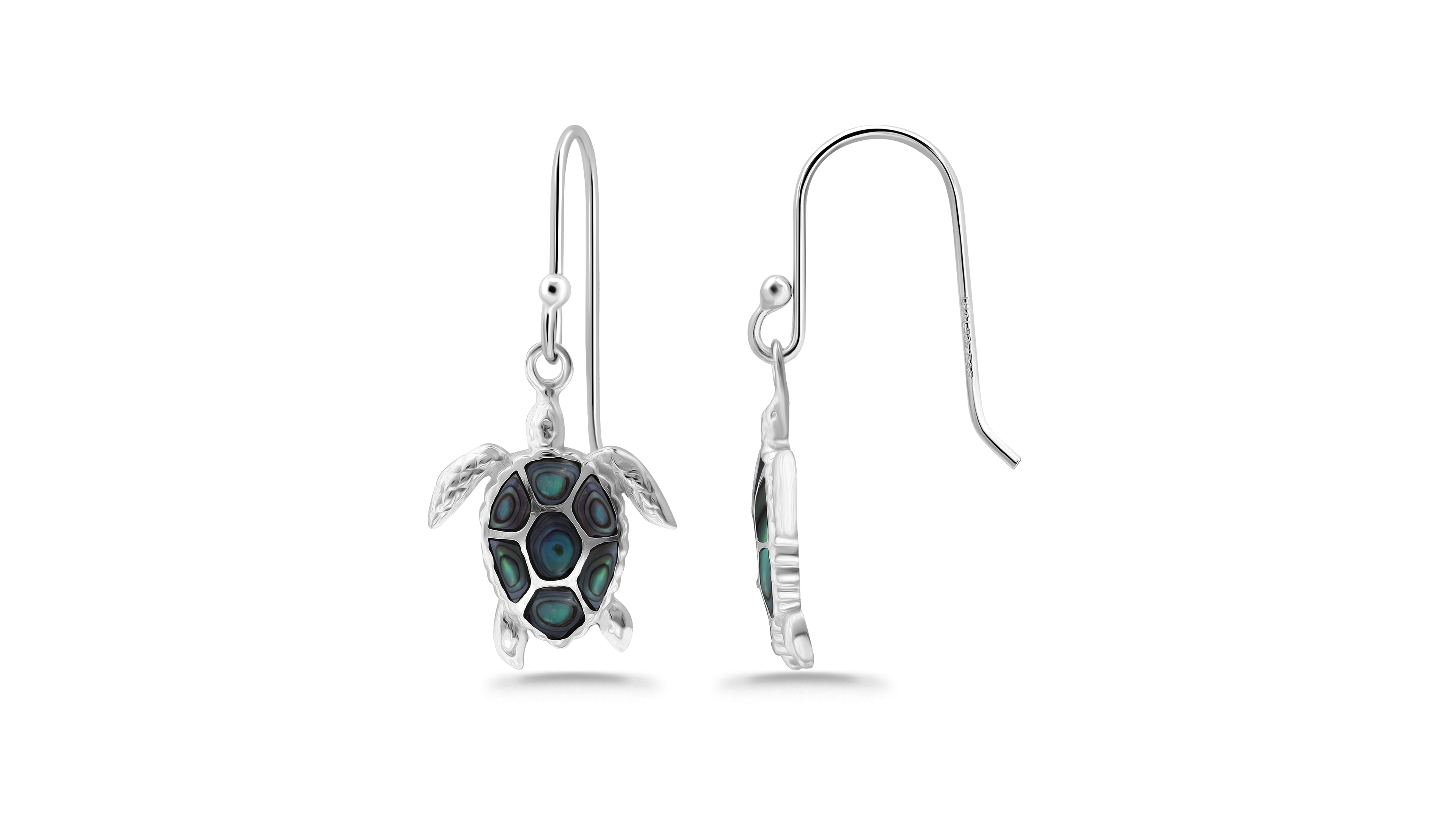 Macy's Abalone Inlay Turtle Fishhook Drop Earrings