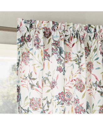 Lily Garden Watercolor Floral Room Darkening Rod Pocket Curtain Panel