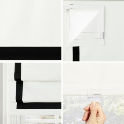 Olander Black Ribbon Border 100% Blackout Cordless Roman Shade