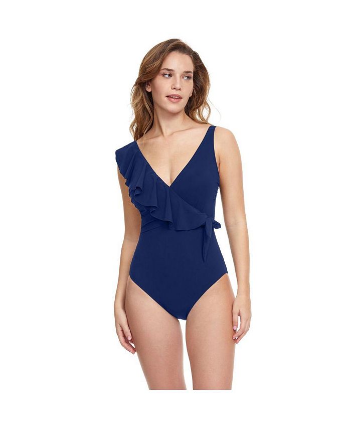 Gottex Womens Thick Strap V-Neck One Piece Swimsuit