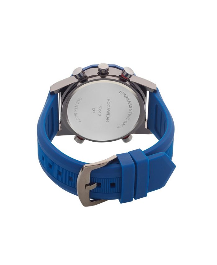 Rocawear Men's AnalogDigital Navy Silicone Strap Watch 46mm Macy's