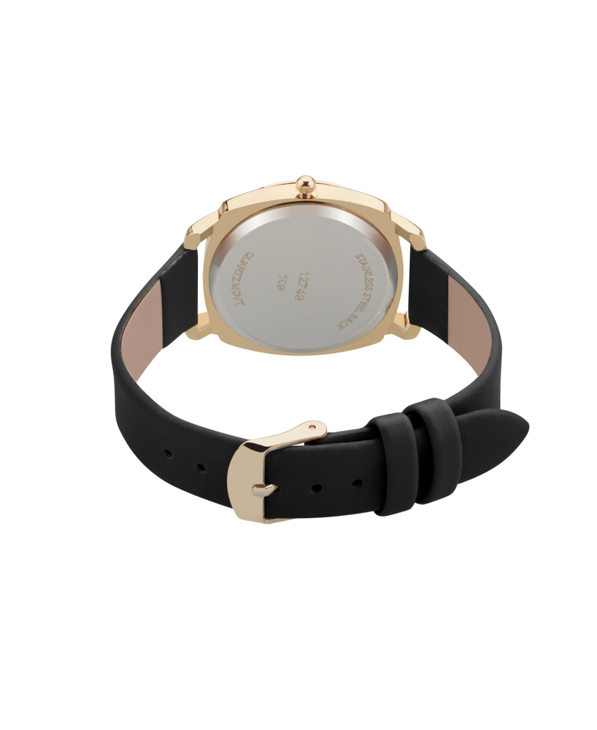 Women's Analog Black Leather Strap Plain Watch 34mm - Black, Black