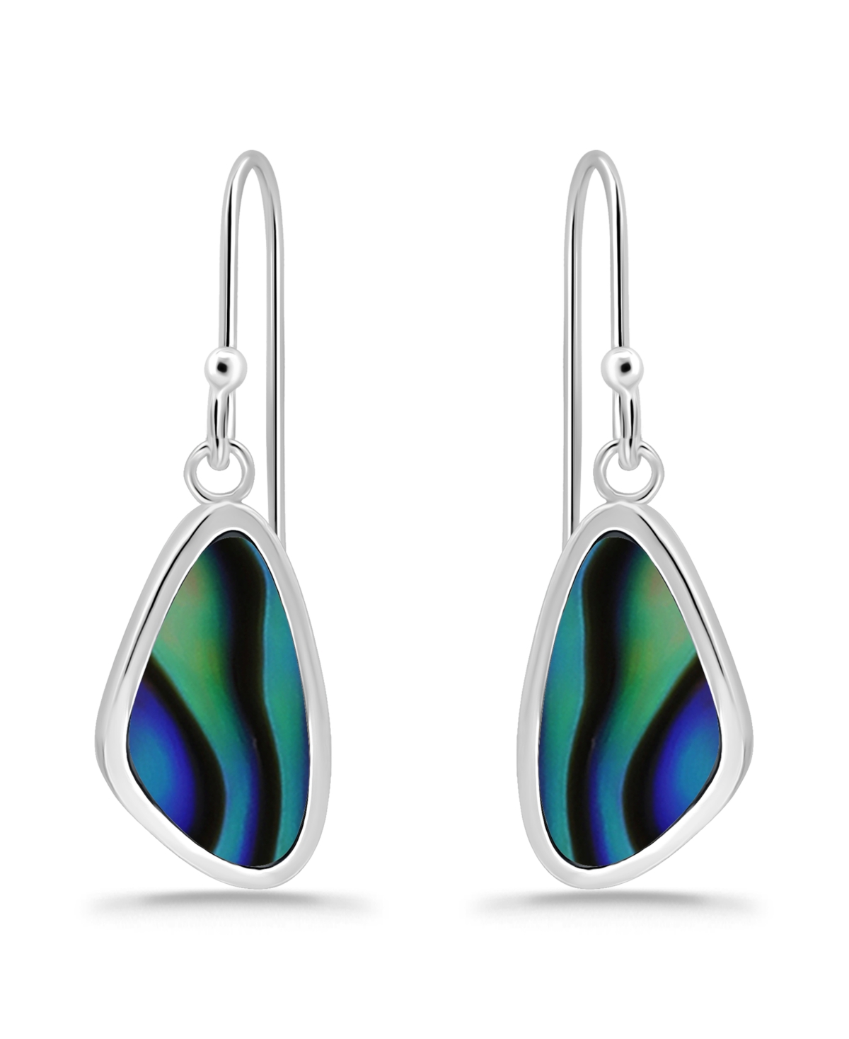 Macy's Abalone Inlay Freeform Fishhook Drop Earrings In Silver