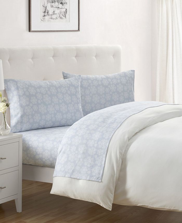 Tahari Home Snowflake 100 Cotton Flannel 4Pc. Sheet Set, Full Macy's