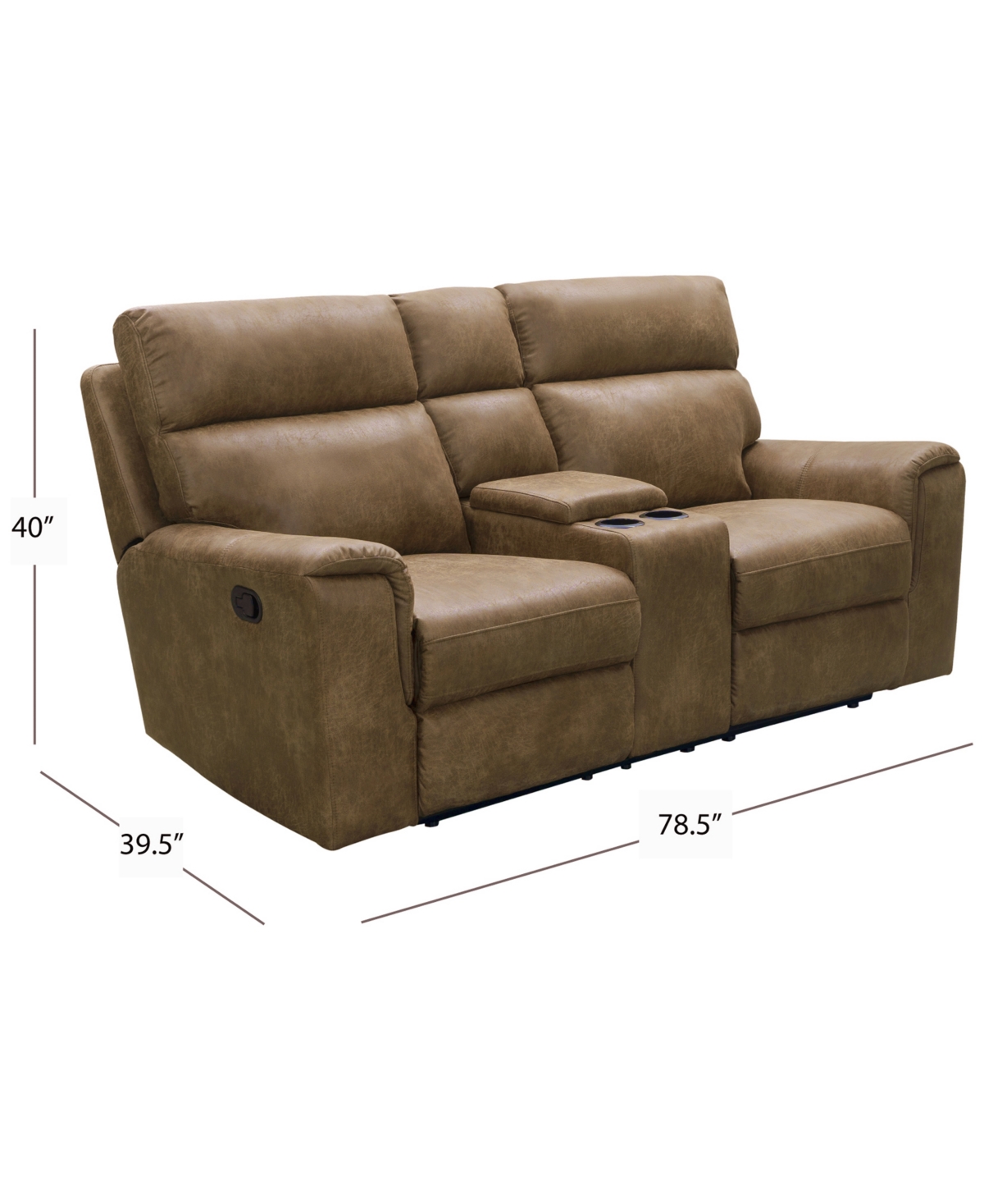 Shop Abbyson Living Lawrence 39.5" Fabric Reclining Console Loveseat In Camel