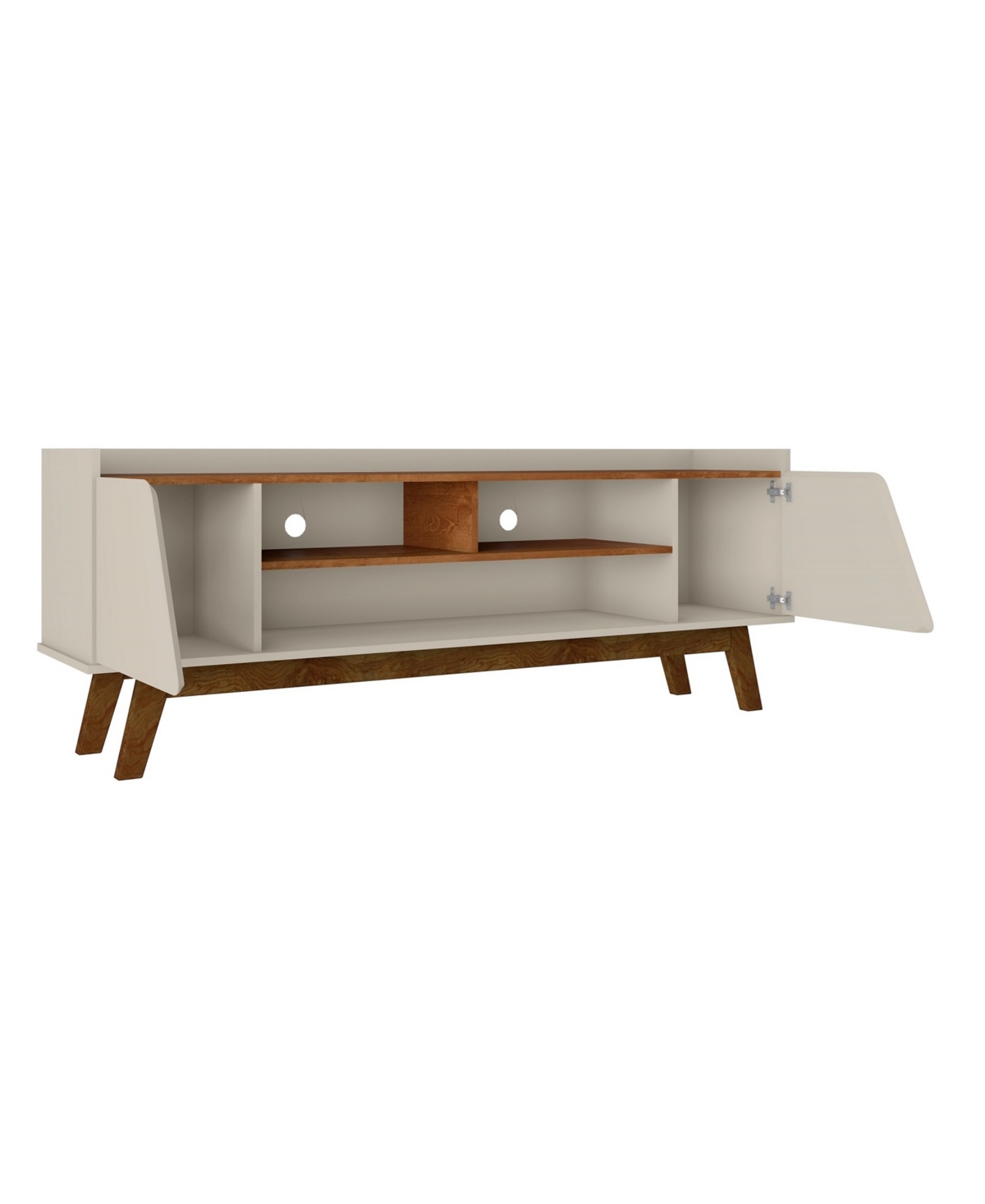 Manhattan Comfort Marcus Medium Density Fiberboard 5-Shelf Tv Stand - Off White and Nature
