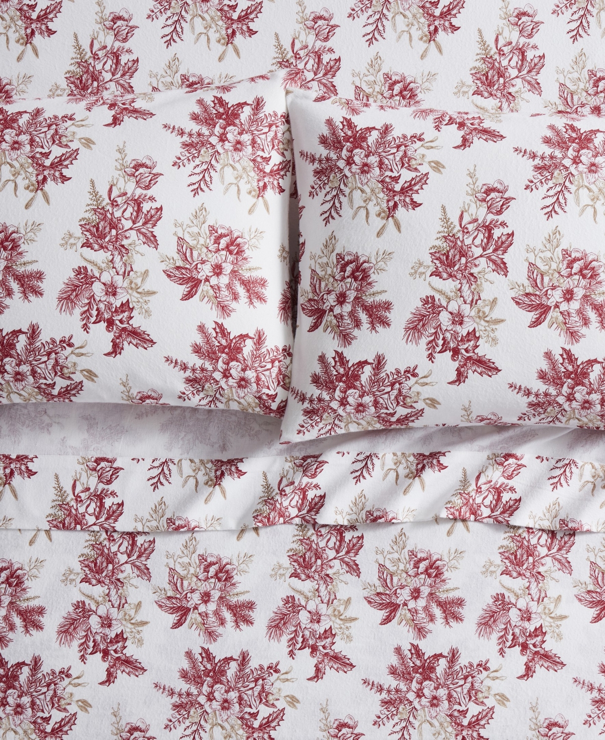 Tahari Home Toile 100% Cotton Flannel 3-pc. Sheet Set, Twin In Red