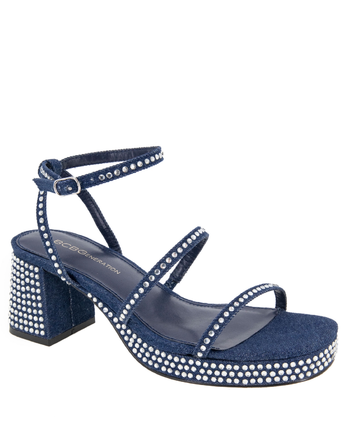 Women's Lissena Rhinestones Platform Sandal - Dark Blue Denim
