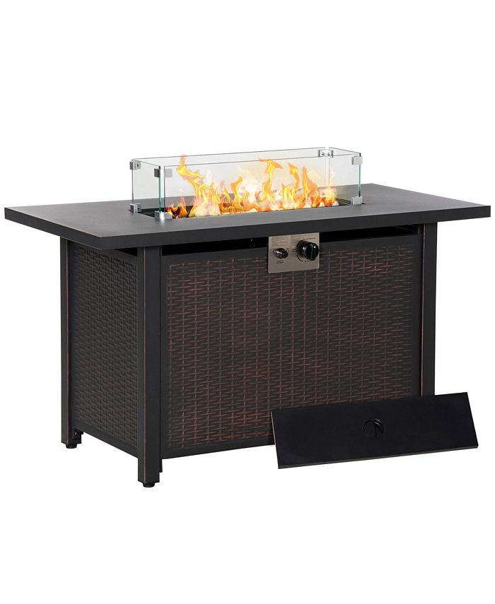 Outsunny 43 Inch Outdoor Propane Gas Fire Pit Table, 50,000 BTU Auto