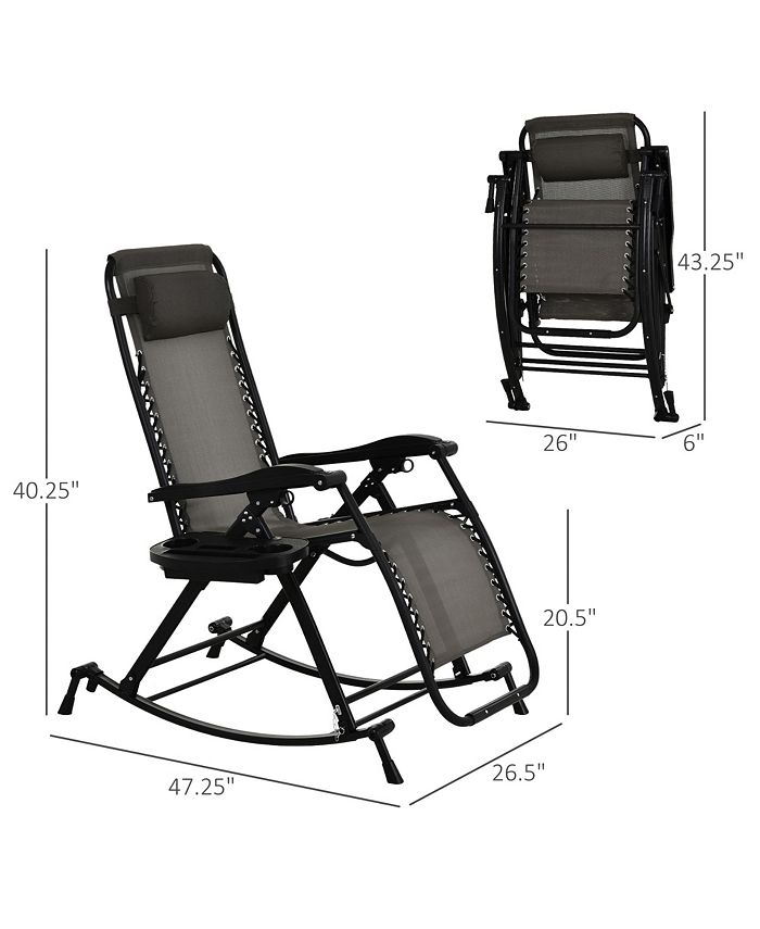 Outsunny Zero Gravity Reclining Rocking Chair, Lounge Rocker, Folding