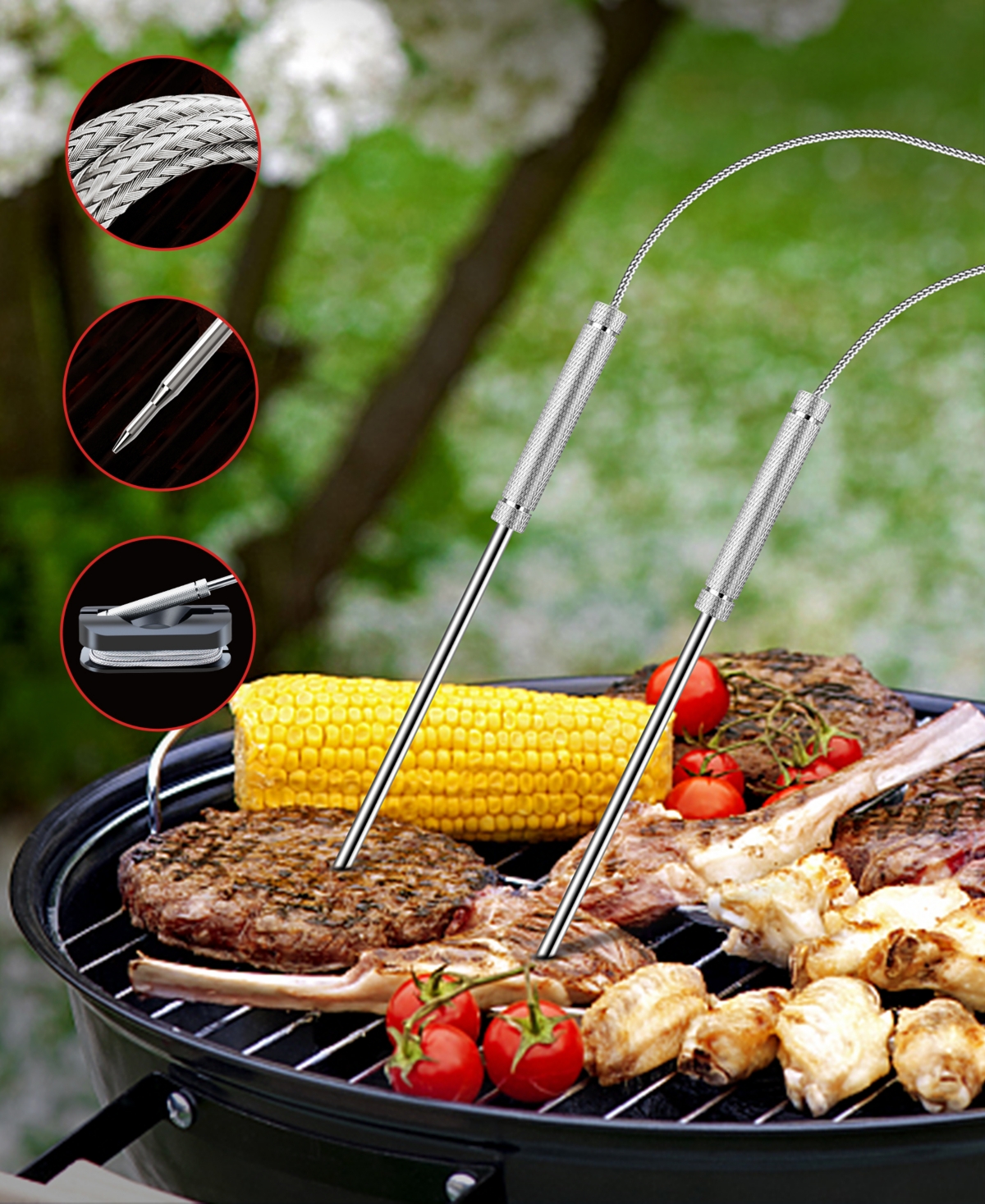 Thermopro Pack Of 1 Tp920w 500' Range Smart Bluetooth Meat Food Thermometer In Black