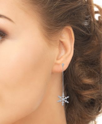 Cubic Zirconia Snowflake Drop Earrings