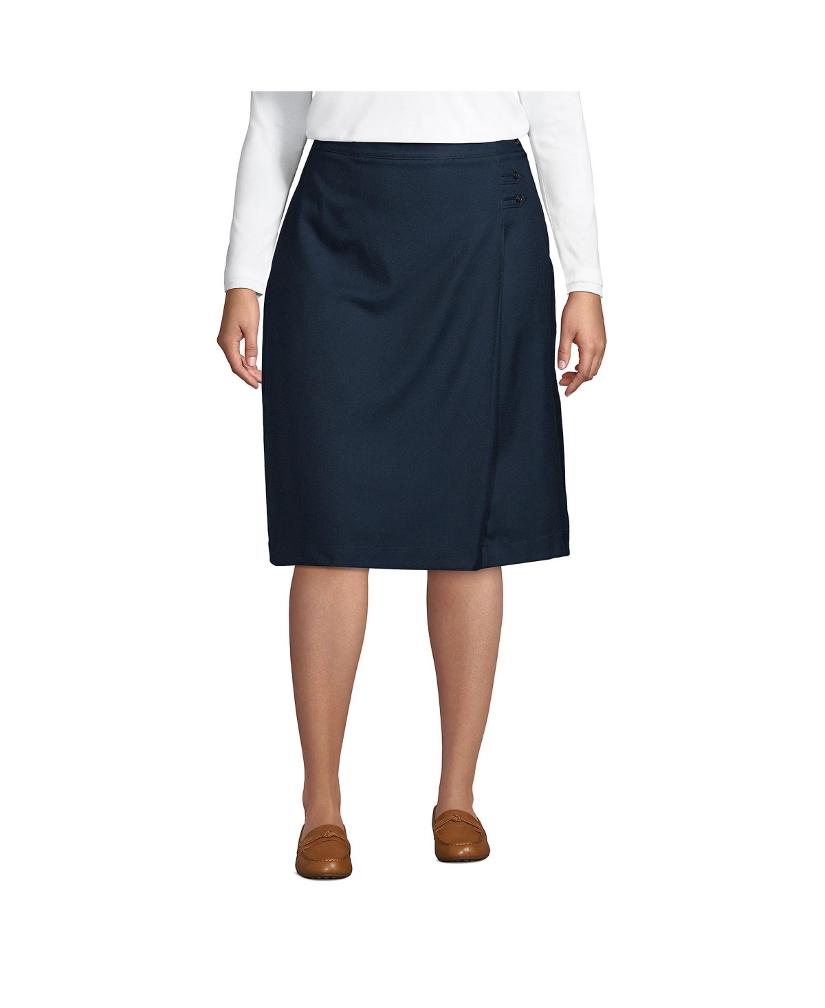 Lands' End Plus School Uniform Solid A-line Skirt Below the Knee