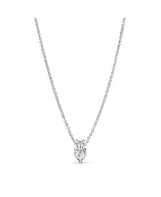 Timeless Sterling Silver Double Heart Pendant Sparkling Cubic Zirconia Collier Necklace