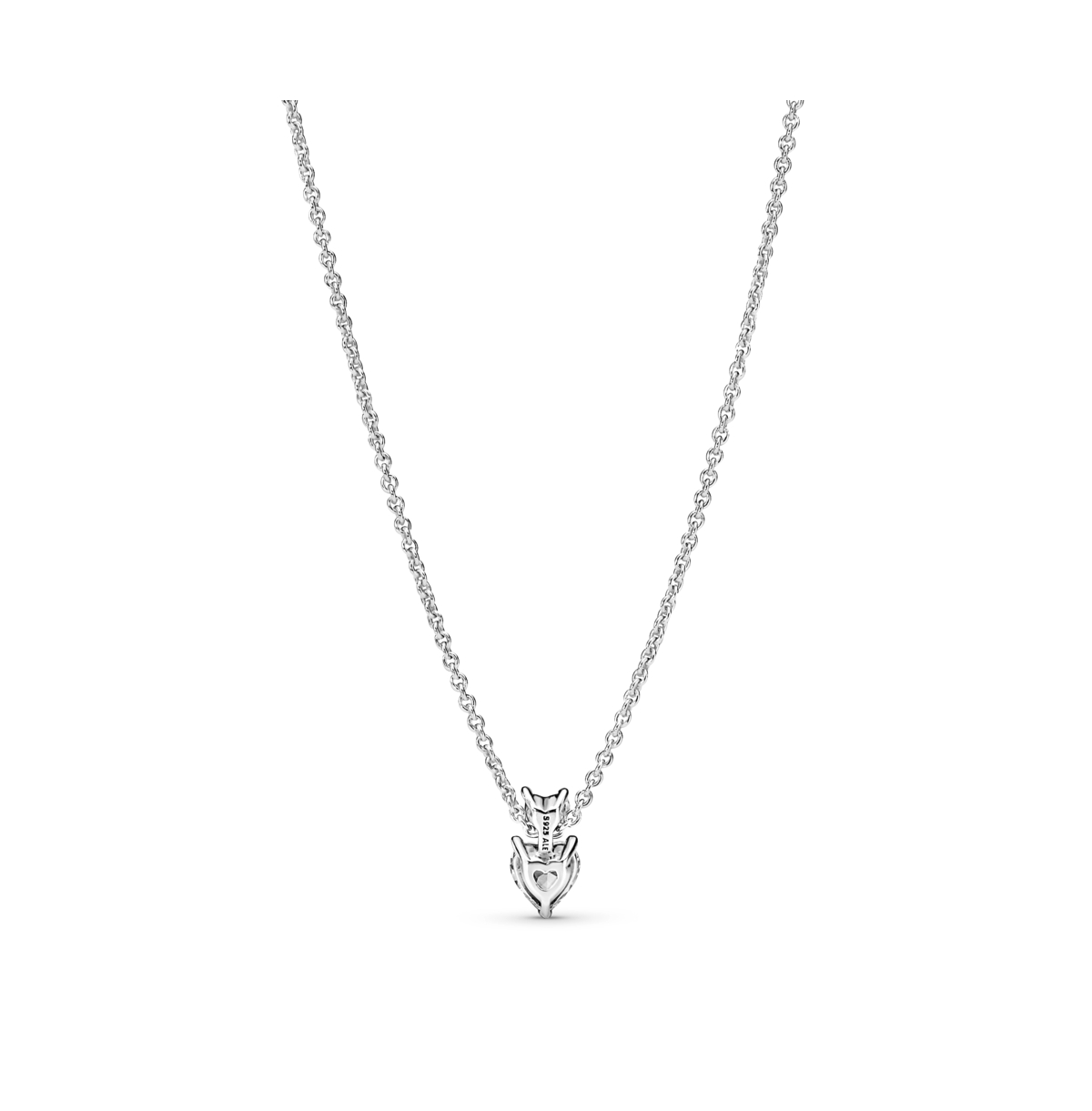 Pandora Timeless Sterling Silver Double Heart Pendant Sparkling Cubic Zirconia Collier Necklace In Silver