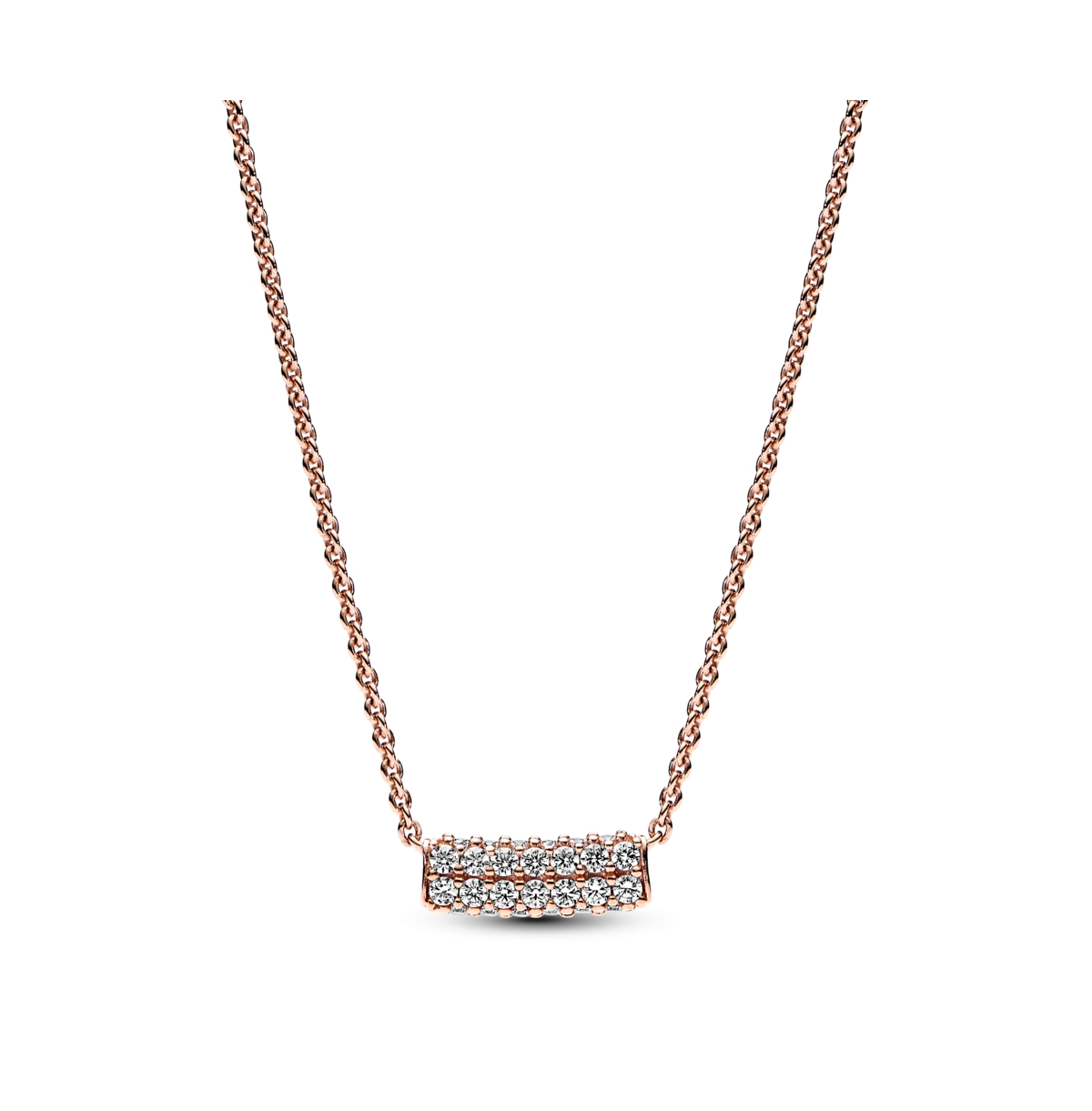 Timeless 14K Rose Gold-Plated Pave Cubic Zirconia Double-Row Bar Collier Necklace - Rose Gold