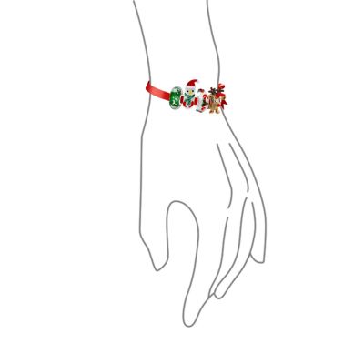 4 Murano Glass Christmas Set Reindeer Candy Cane Snowman Snowflake Charm Bead For Teen For Women .925 Sterling Silver