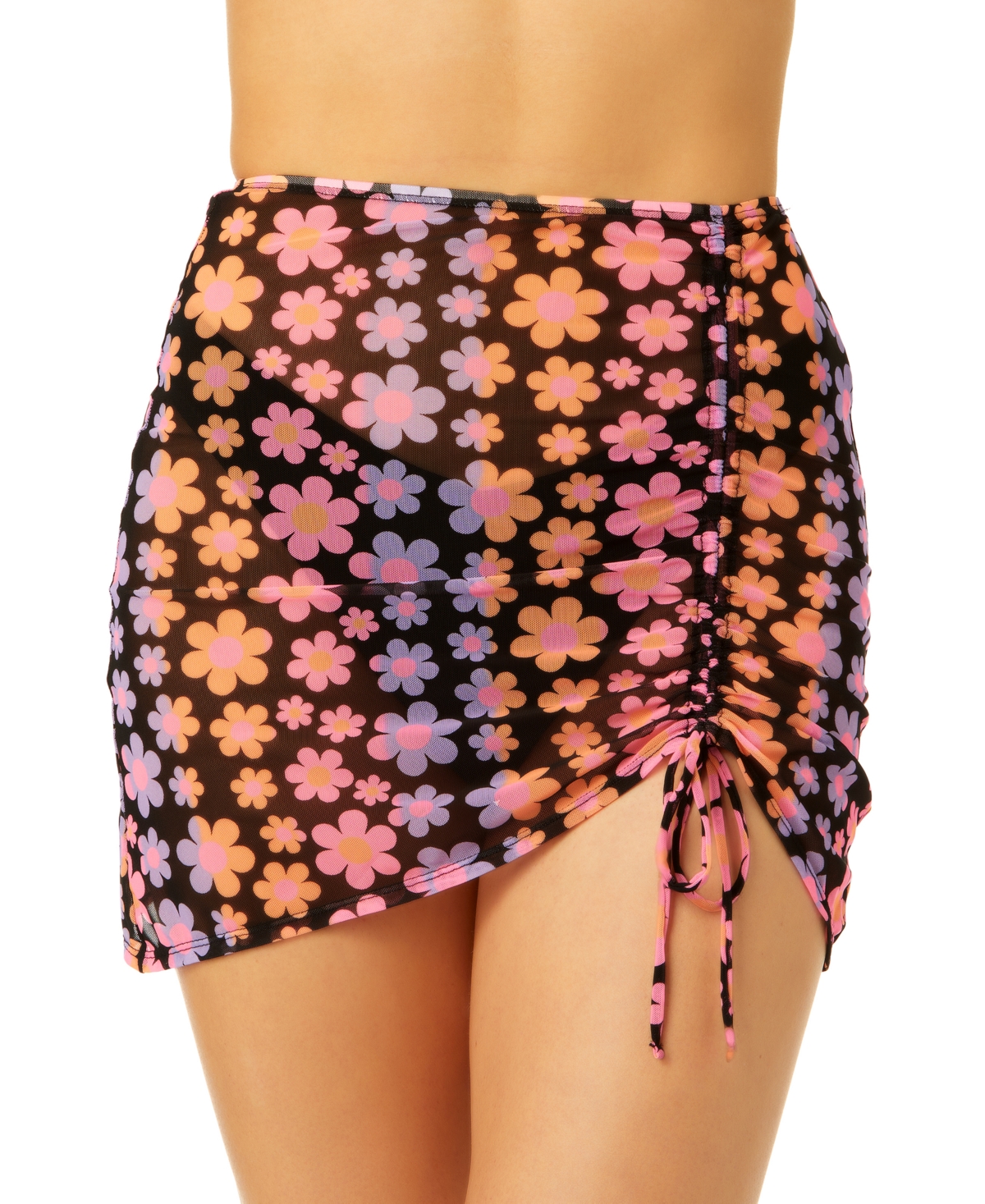 Juniors' Adjustable Side-Cinch Mesh Swim Skirt, Created for Macy's - Multi