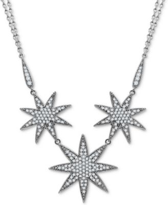 Macy's - Cubic Zirconia Star Cluster Pendant Necklace in Sterling Silver, 16" + 2" extender