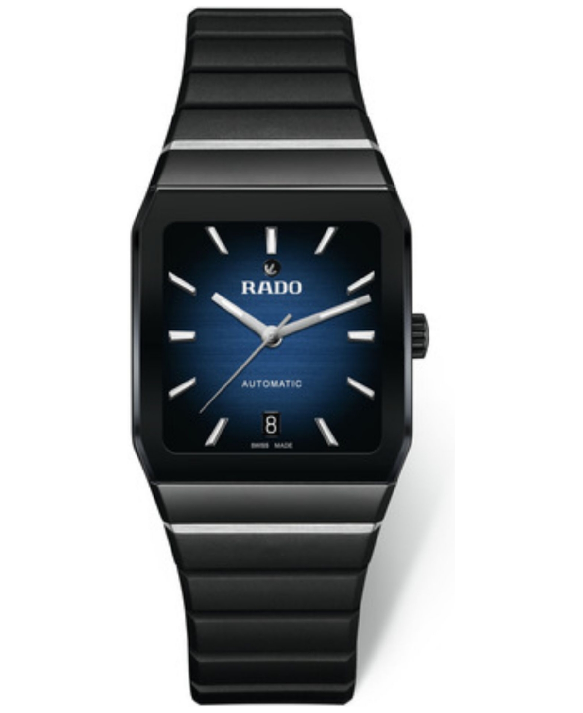 Shop Rado Unisex Swiss Automatic Anatom Black Rubber Strap Watch 33mm In Blue