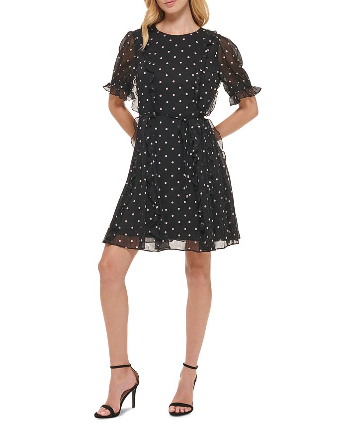 Tommy Hilfiger Women's Chiffon Short-Sleeve Fit & Flare Dress - Macy's