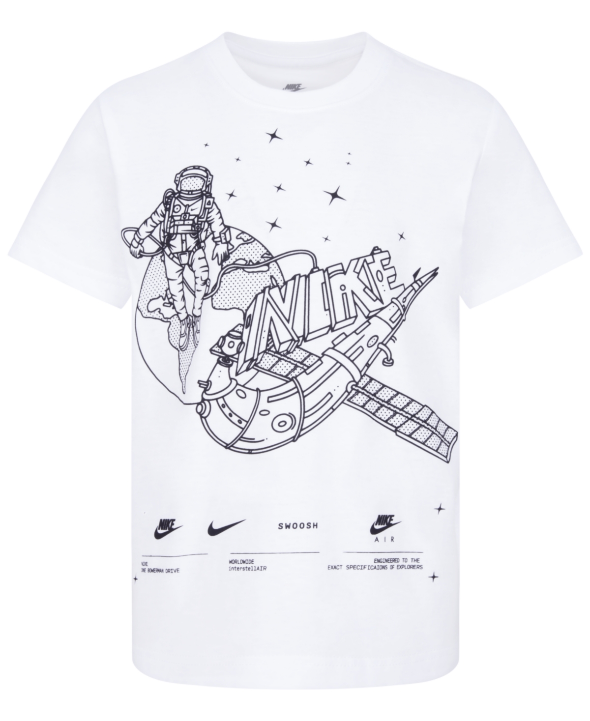 Nike Kids' Little Boys Satellite Graphic T-shirt In White
