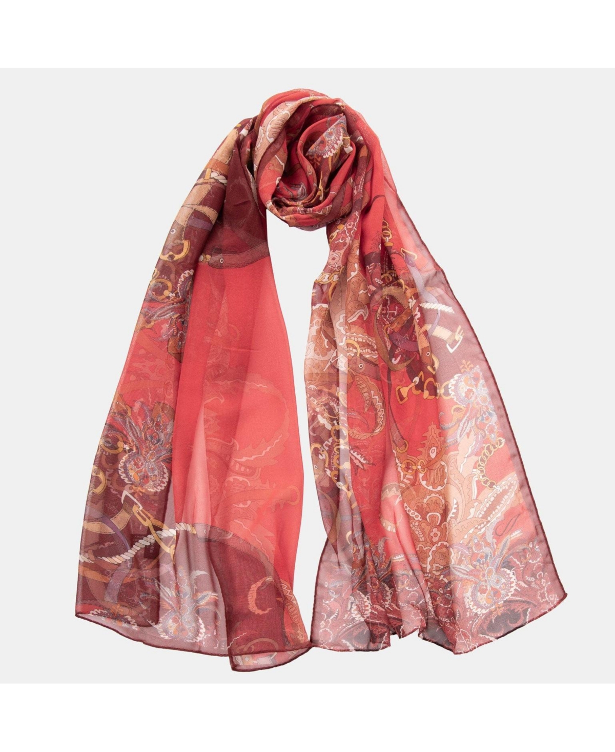Alessandra - Long Sheer Silk Scarf for Women - Red