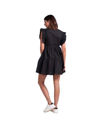 Women's Erin Square Neck Dress with Tiered Skirt and Smocked Ruffle Sleeves