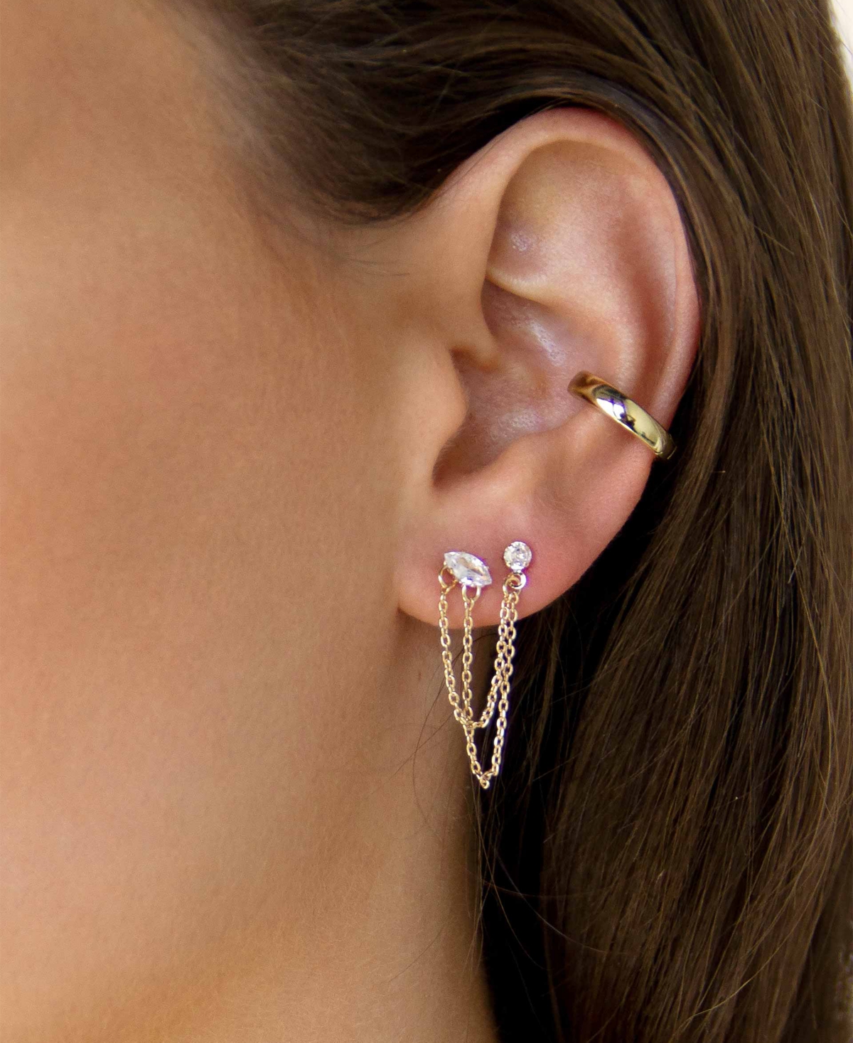 Shop Ettika 18k Gold Plated Brass Double Pierced Earrings In Pink