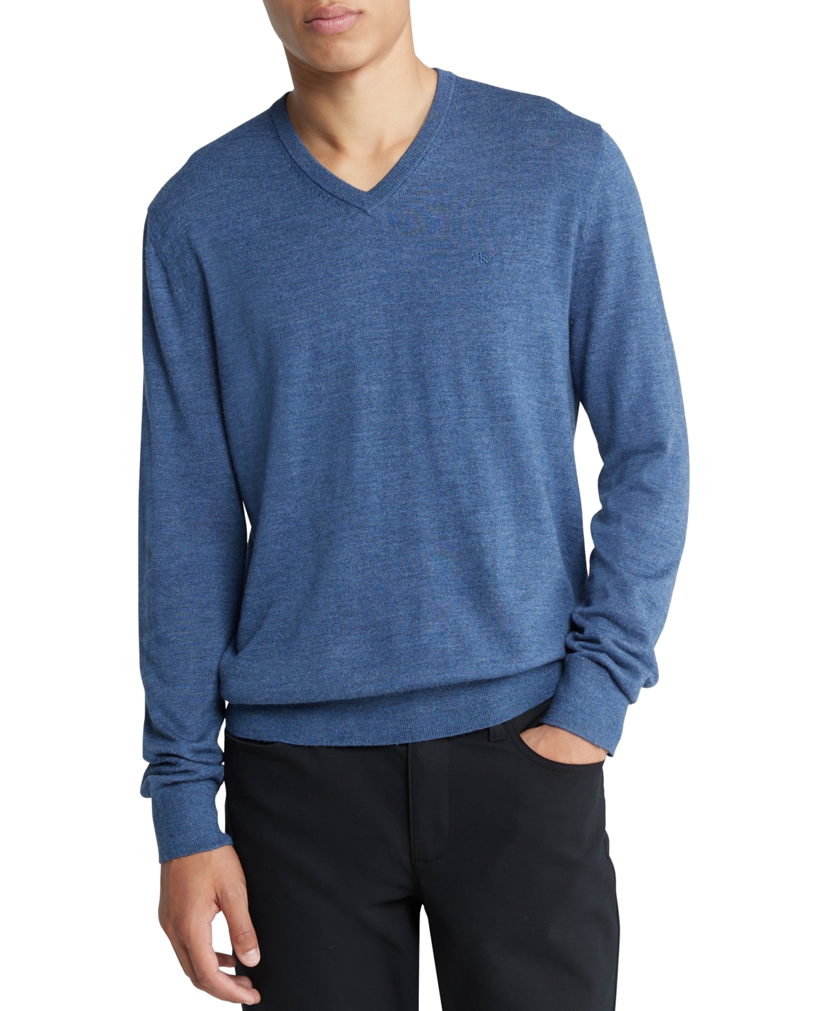 Calvin Klein Men's Regular-fit V-neck Sweater In Gray Blue Heather