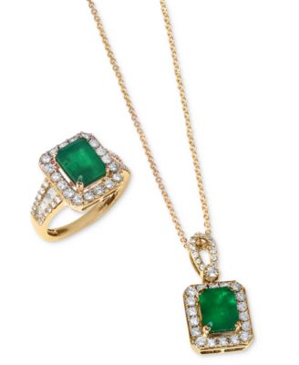 EFFY&reg; Emerald (2-1/5 ct. t.w.) & Diamond (1/2 ct. t.w.) Ring in 14k White Gold & 14k Yellow Gold
