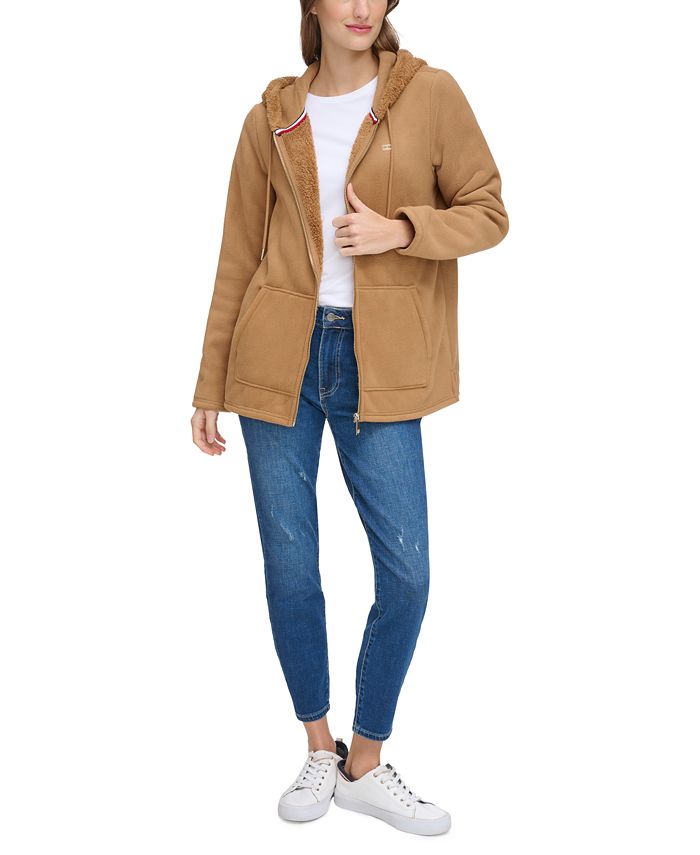 Tommy Hilfiger Women s Sherpa Fleece Zip Up Hooded Sweatshirt Macy s