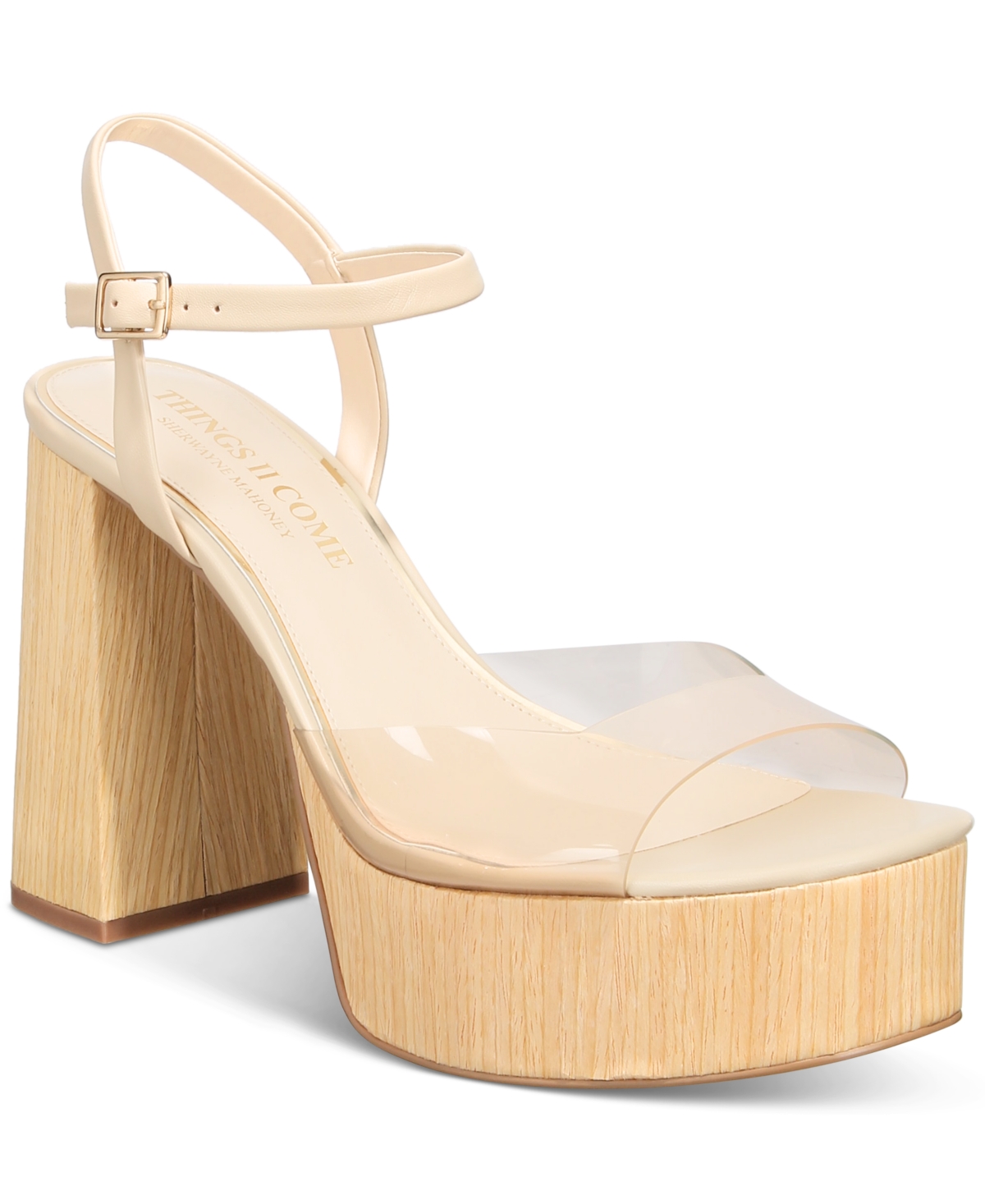 Shop Things Ii Come Women's Daceywood Luxurious Wood Platform Sandals In Bone