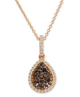 Le Vian - Chocolate Diamond & Vanilla Diamond Teardrop Halo 18" Pendant Necklace (1/2 ct. t.w.) in 14k Rose Gold