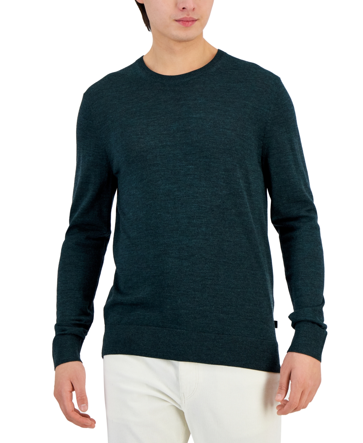 Michael Kors Men's Merino Wool Crewneck Sweater In Jade Melange