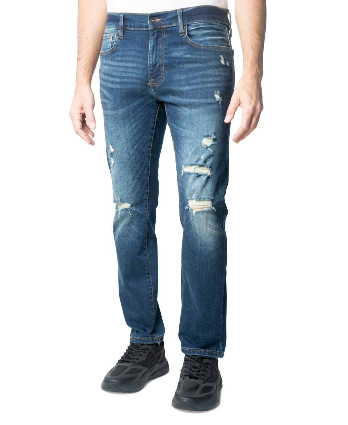 Men's Skinny-Fit Five-Pocket Patch Jeans - Landon