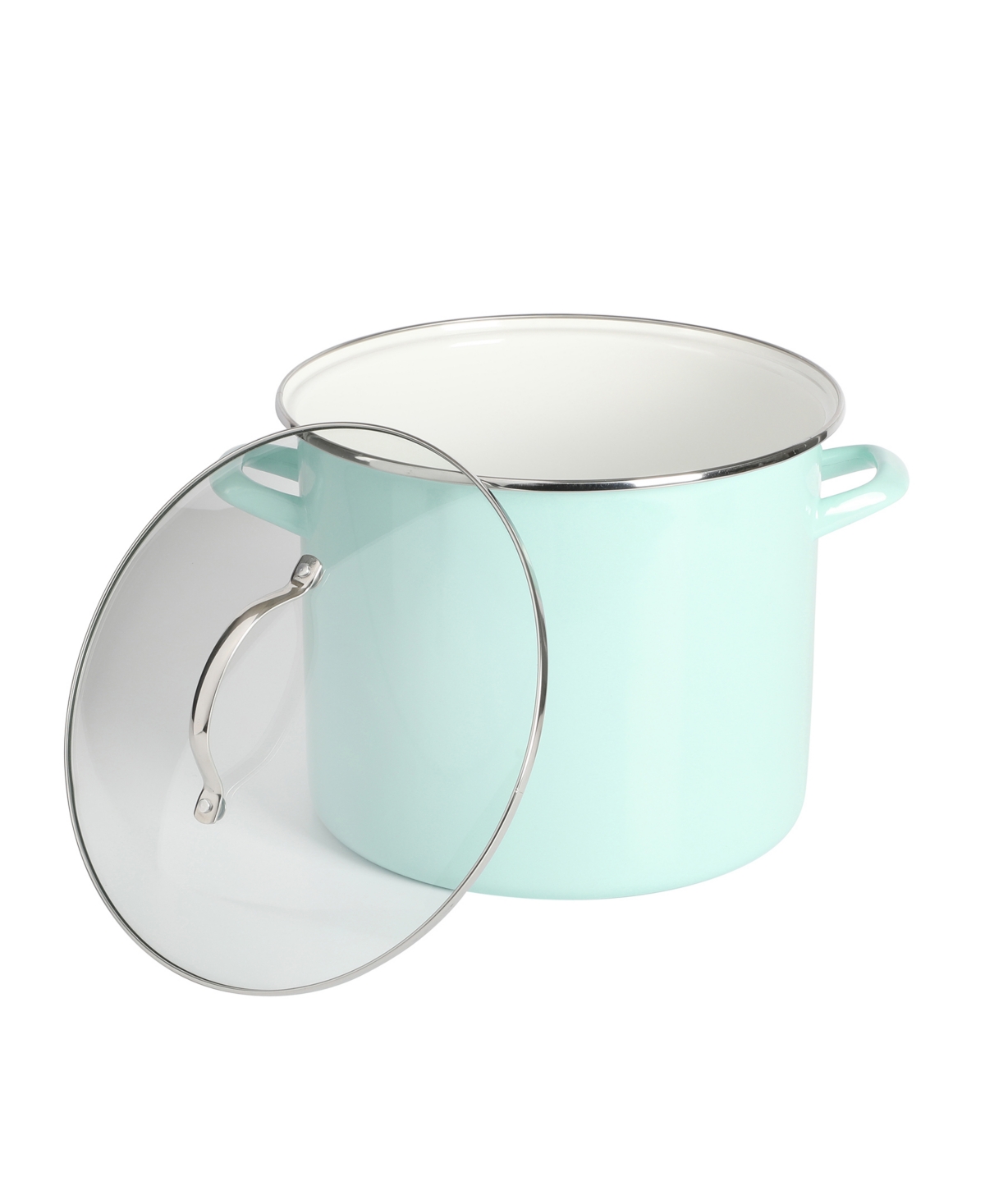Martha Stewart Collection Thayer Enamel On Steel Stock Pot with Metal Lid