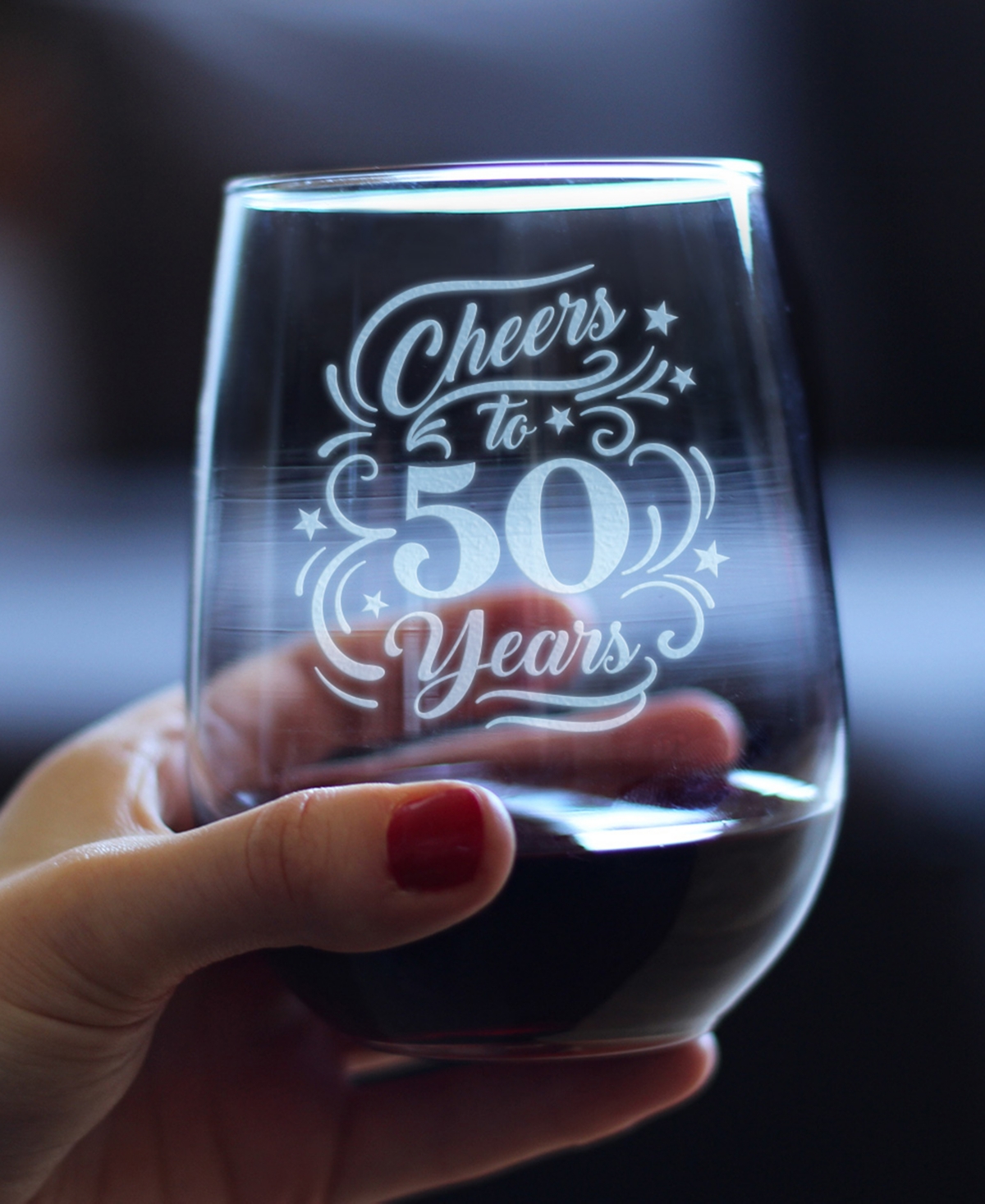 Bevvee Cheers to 50 Years 50th Anniversary Gifts Stem Less Wine Glass,