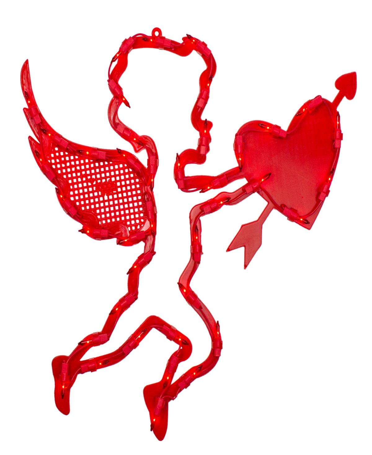 Northlight 17" Lighted Cupid With Heart Valentine's Day Window Silhouette Decoration In Red