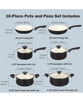 Cook N Home Ceramic Coating Nonstick 10PC Aluminum Cookware Set,Grey 02687  - The Home Depot