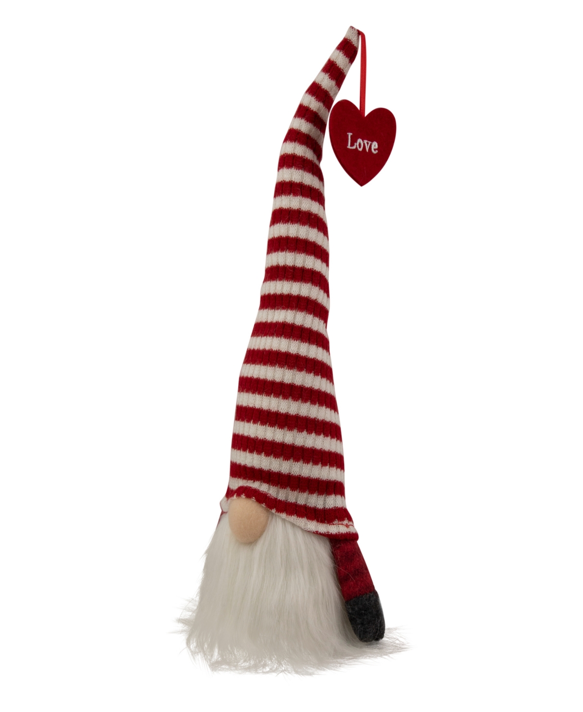 Northlight 13.5" Led Lighted And White Striped Hat Valentine's Day Gnome In Red